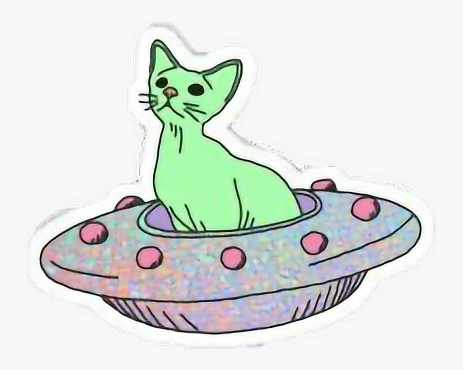 #cat #alien #ufo #green #tumblr#freetoedit - Alien Cat, Transparent Clipart