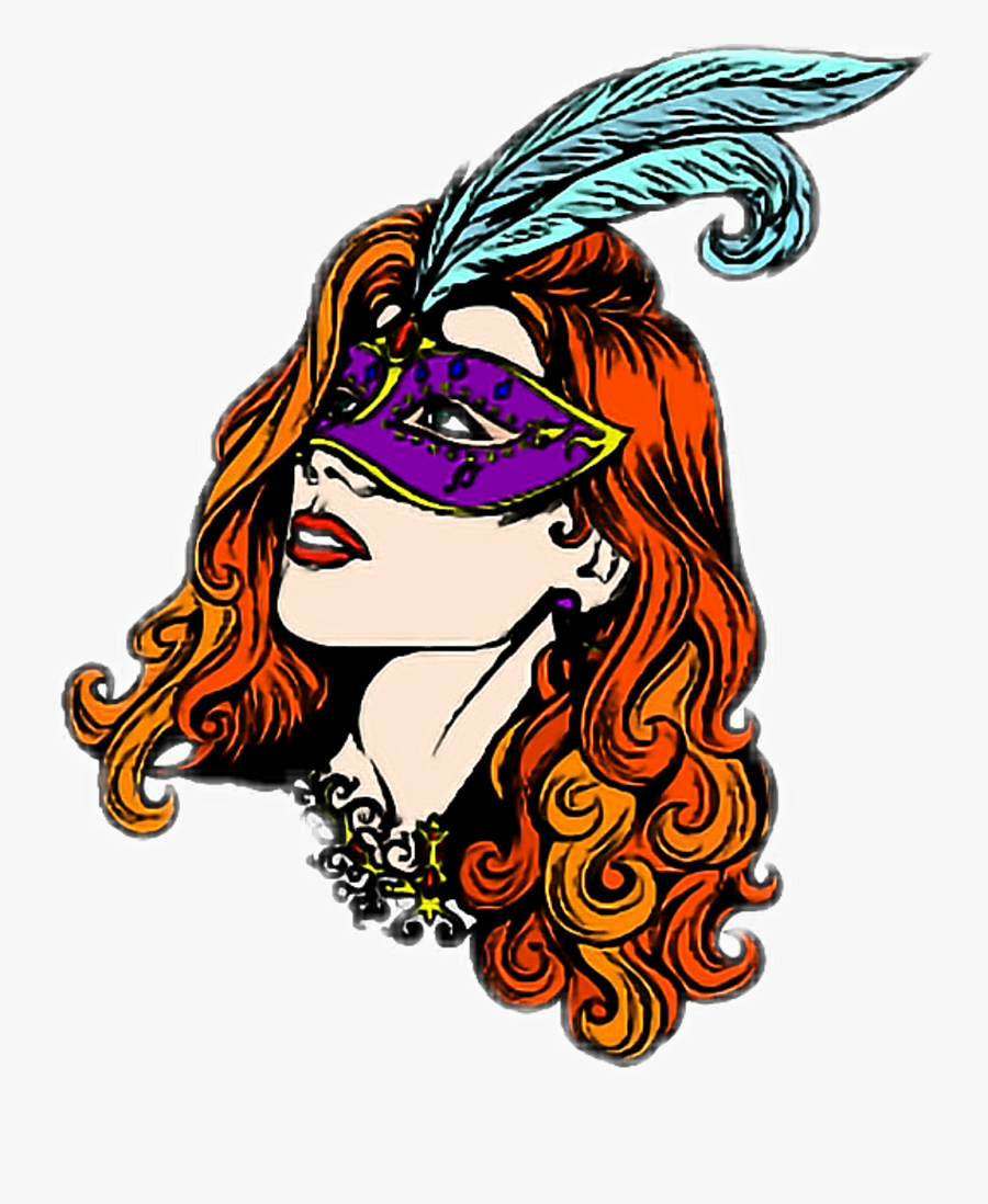 Masked Mask Woman Colorful Masquerade Masqurade Covered - Masked Woman Png, Transparent Clipart
