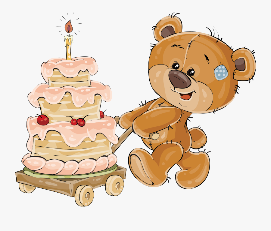 Clipart Cake Teddy Bear - Мишка Тедди На Прозрачном Фоне, Transparent Clipart