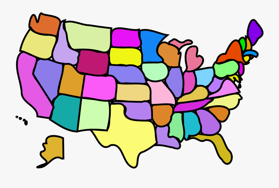 Us States Clipart - Cartoon Map Of The Us, Transparent Clipart