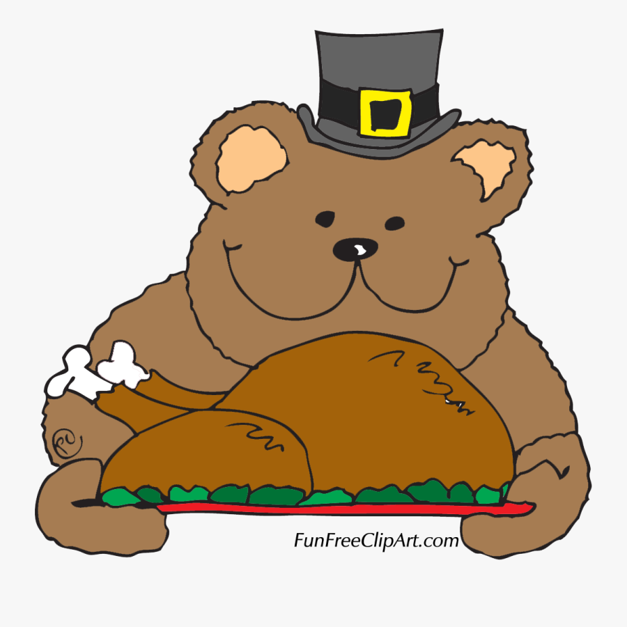Thanksgiving Bear And Turkey Clip Art - Bear And Turkey, Transparent Clipart