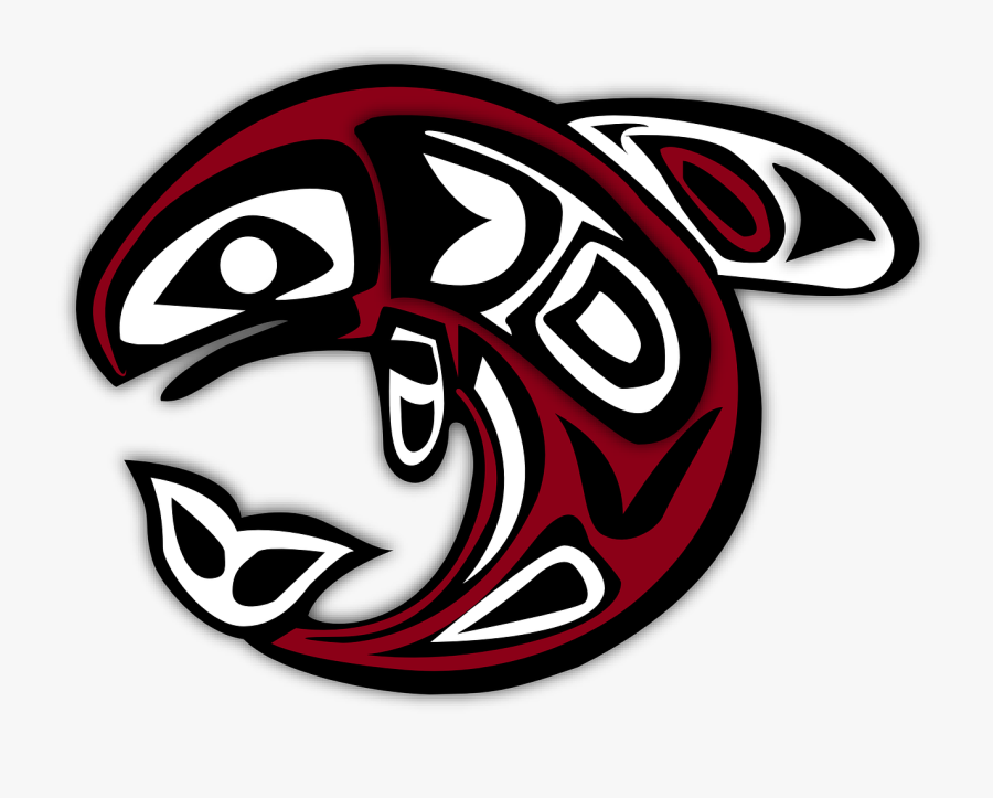 Salmon Clipart - Haida Northwest Coast Native American Orca Painting, Transparent Clipart