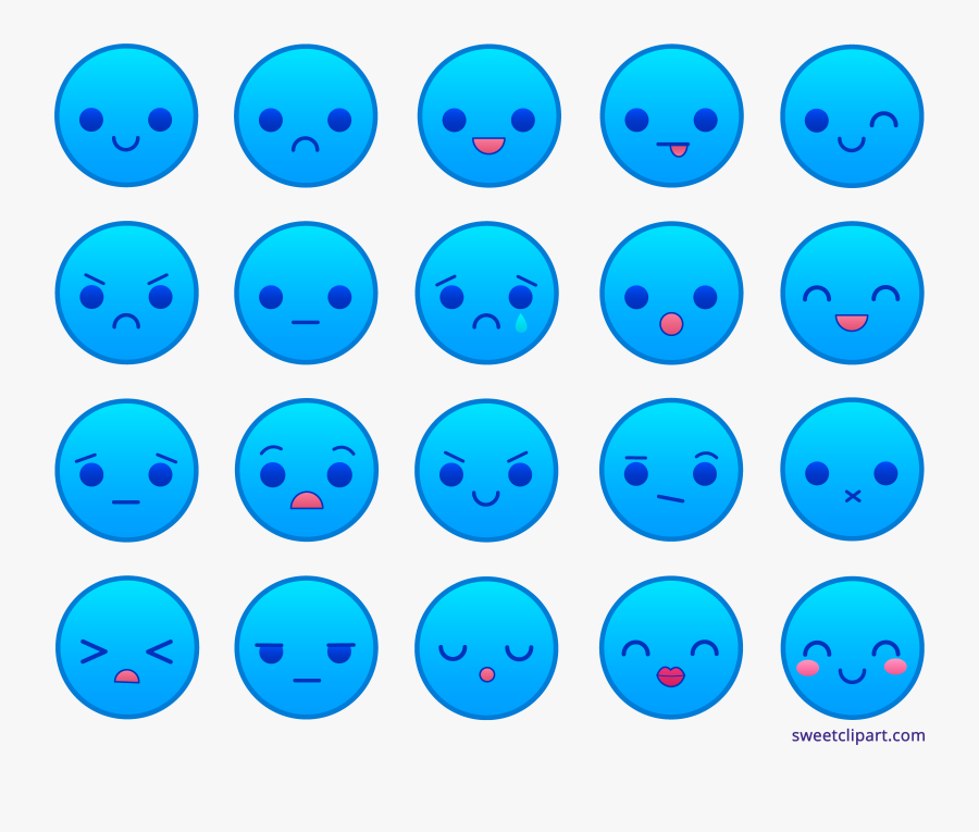 Blue Emoticons Clipart - Smiley, Transparent Clipart