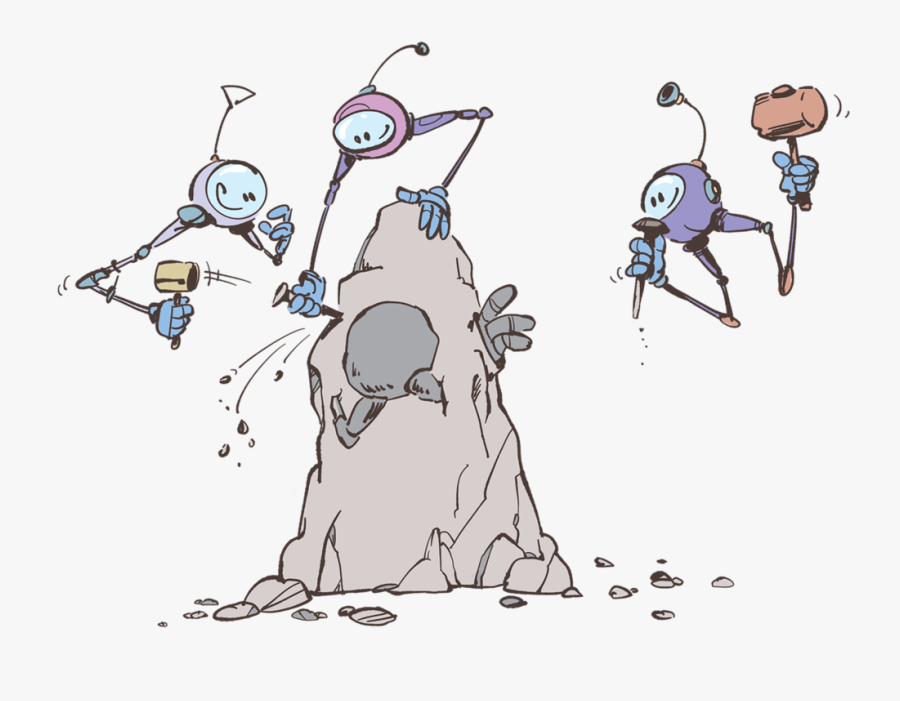 Creative Azr0 Robots Sculpting A Piece Of Marble - Cartoon, Transparent Clipart