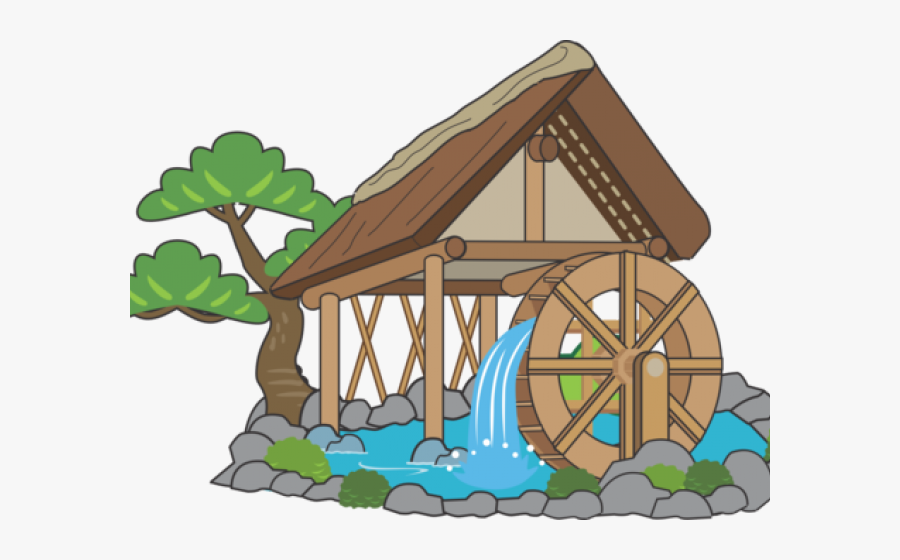 Windmill Clipart Wheel - Desenho De Moinho De Agua, Transparent Clipart