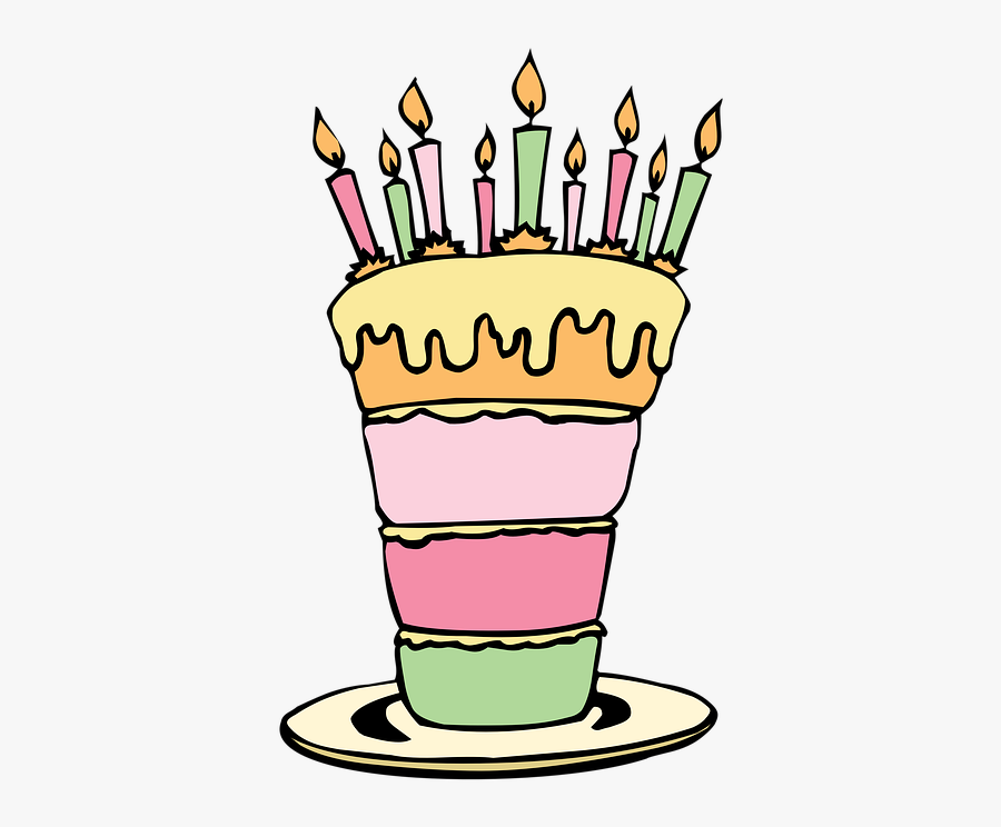 Birthday, Cake, Food, Sweet, Celebration, Colorful - Birthday Cake Coloring Page, Transparent Clipart