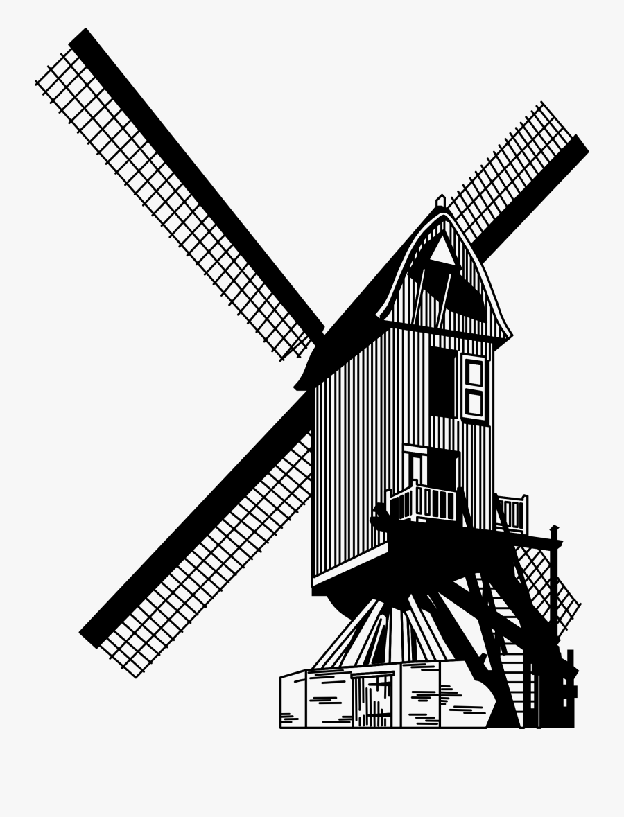 Dutch Windmill - Blue, Transparent Clipart