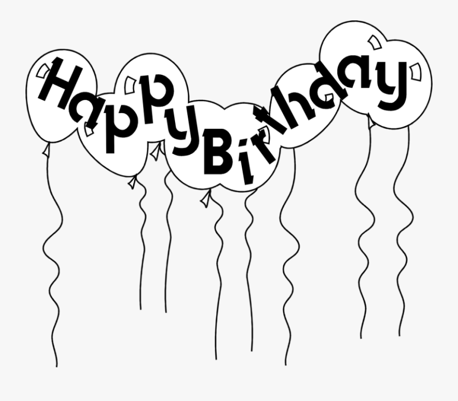 Happy Birthday Balloons Black And White Clipart Free - Balloon Black And White Clipart, Transparent Clipart