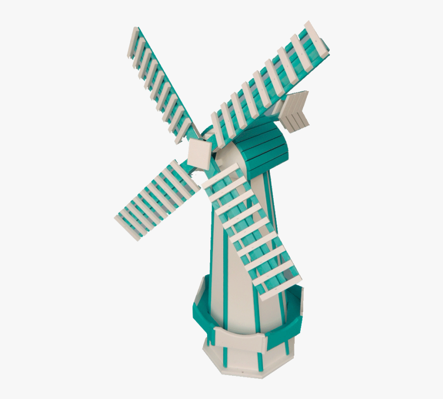Teal Green And White Poly Garden Windmill - Windmill, Transparent Clipart