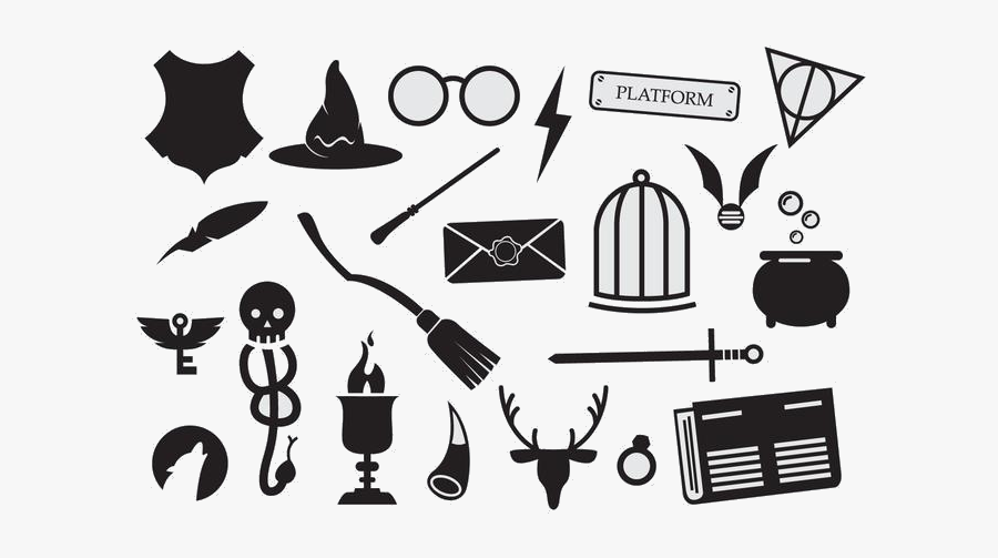 Harry Potter Large Set Of Sorcery Wizard Icons Free - Harry Potter Free Vector, Transparent Clipart