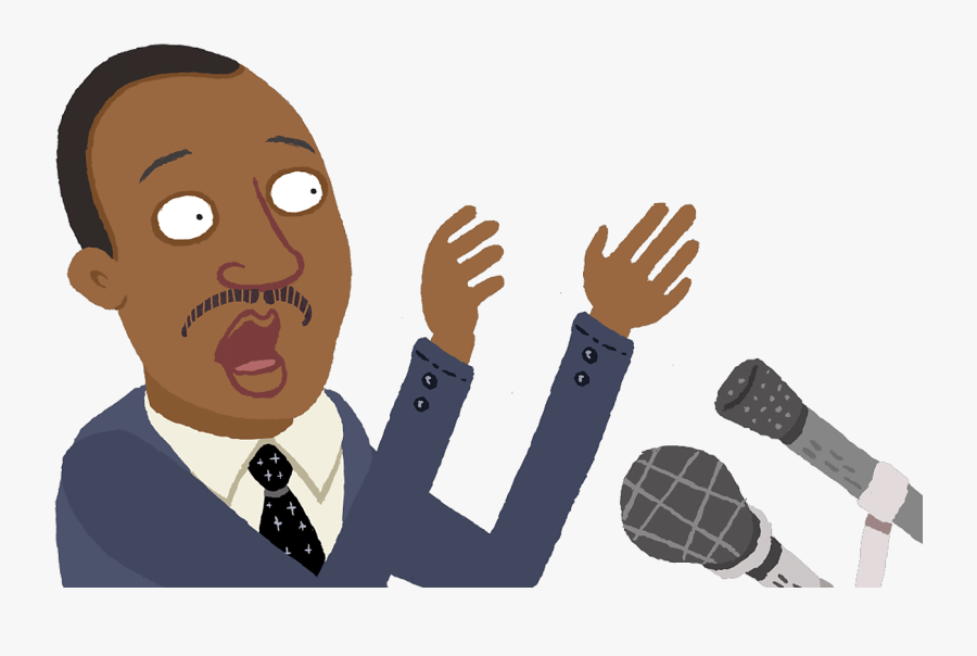Dr Martin Luther-king Talking Into A Microphone - Cartoon, Transparent Clipart