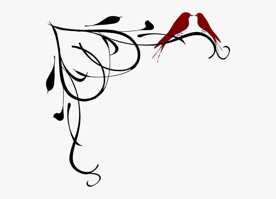 Red Love Birds Clip Art At Clker - Fancy Borders Clip Art, Transparent Clipart