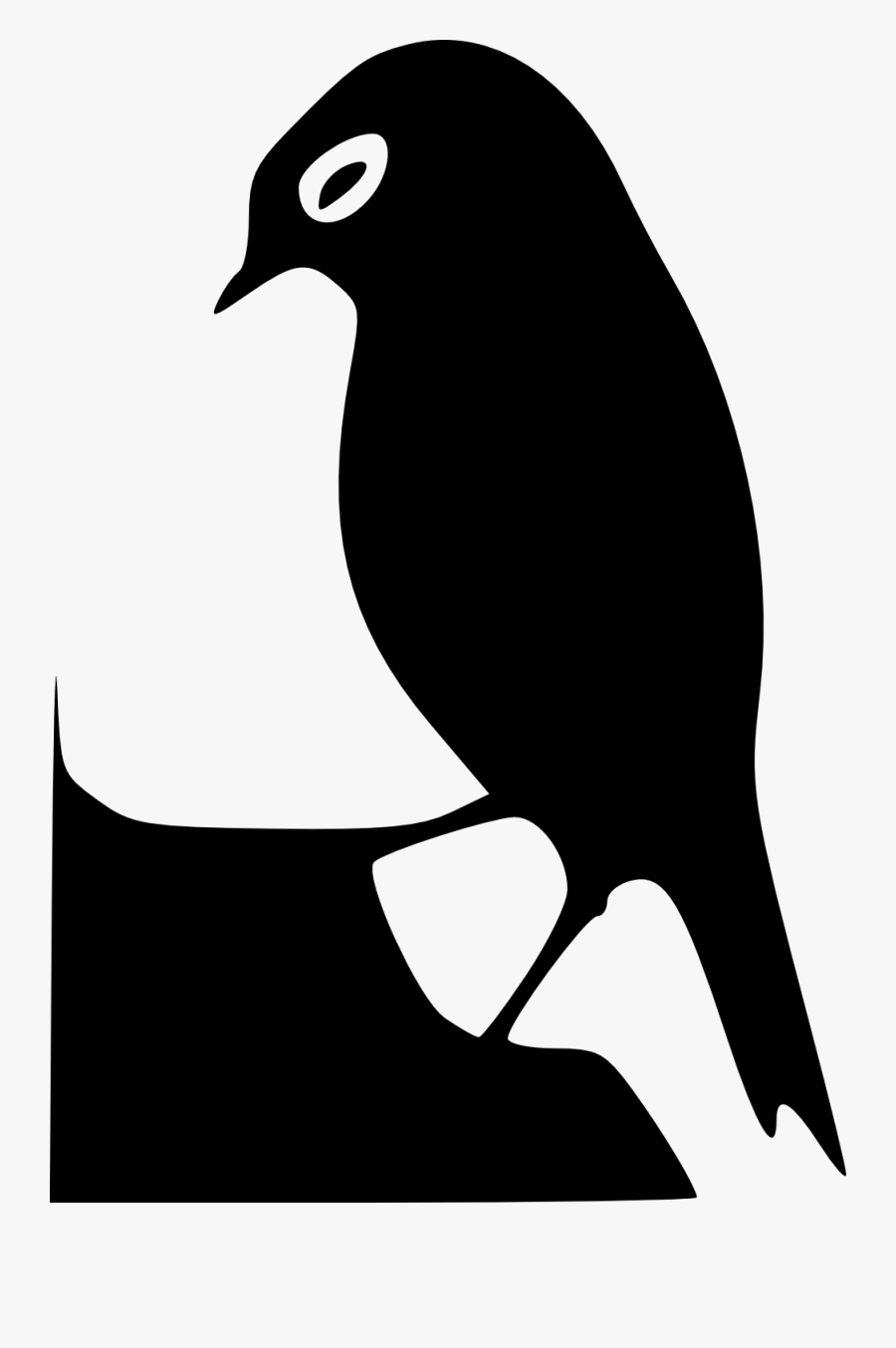 Black Bird Black White Line Art 555px - Bird Silhouette, Transparent Clipart
