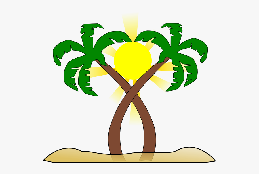 Double Palm Beach Clip Art At Clker - Tree, Transparent Clipart