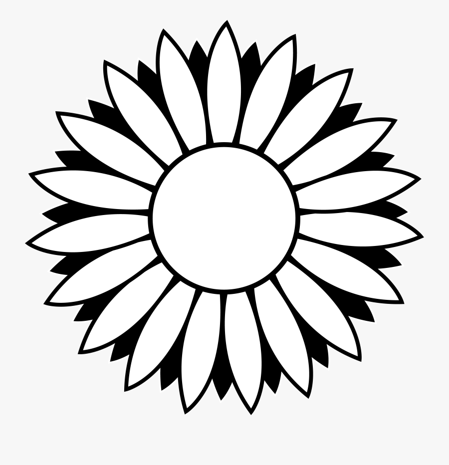 Sunflower Clipart Black And White Border Free - Sun Flower Black And White Clip Art, Transparent Clipart
