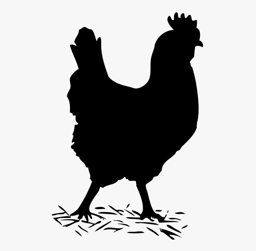 Chicken Clipart Track - Black And White Hen Clip Art, Transparent Clipart