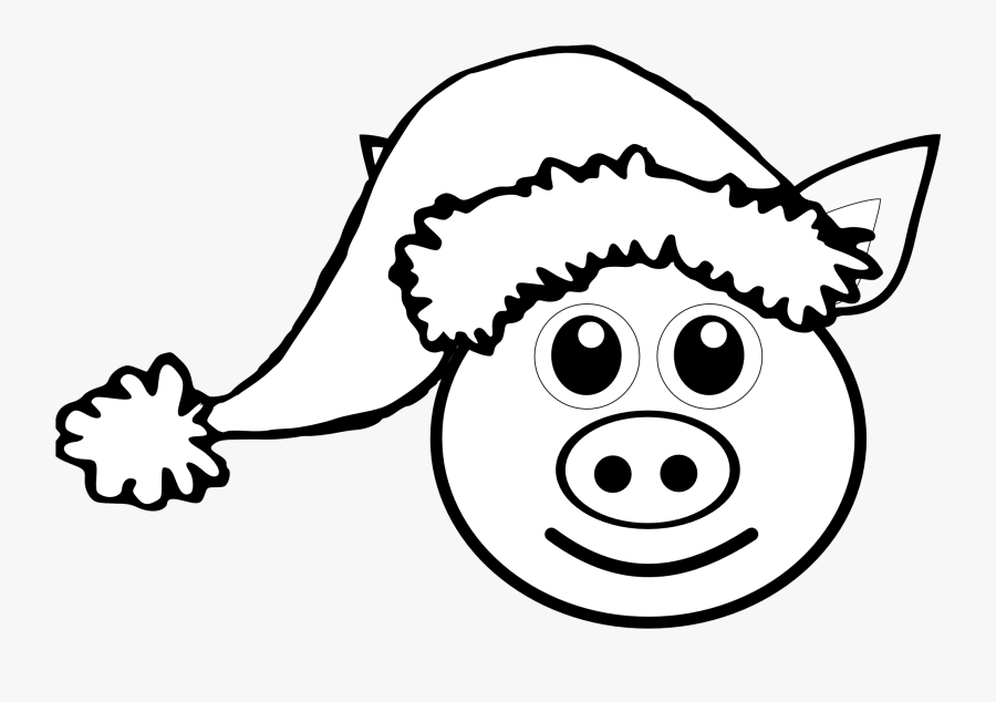 Cartoon Picture Of A Pig - Christmas Pig Color Page, Transparent Clipart