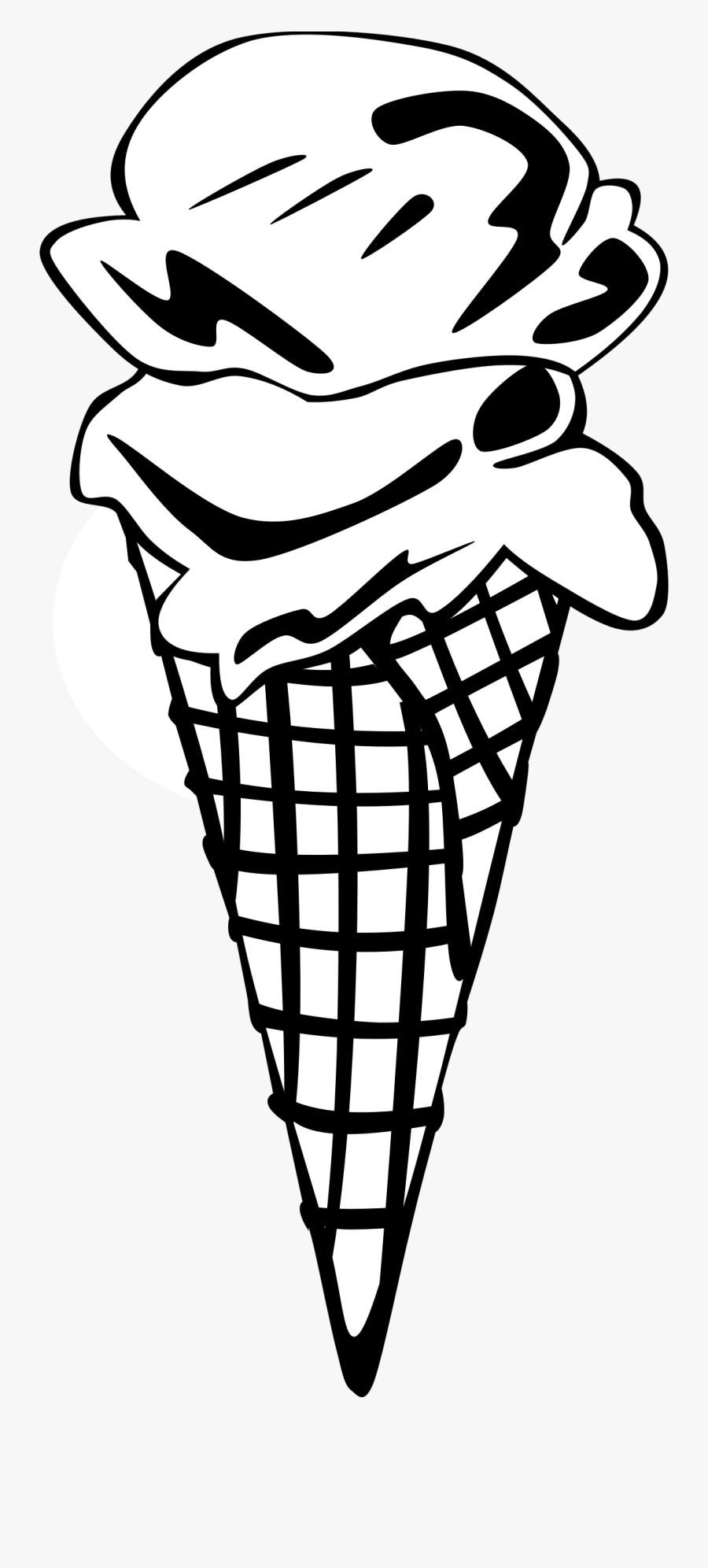 Fast Food, Desserts, Ice Cream Cones, Waffle, Double - Waffle Cone Clipart Black And White, Transparent Clipart