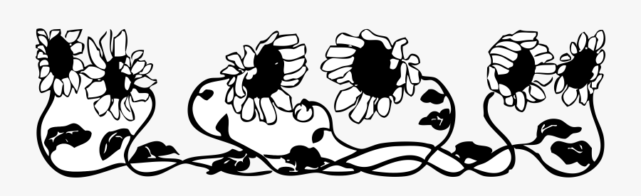 Sunflower Black And White Sunflower Border Clipart - Black And White Sunflowers Clipart, Transparent Clipart
