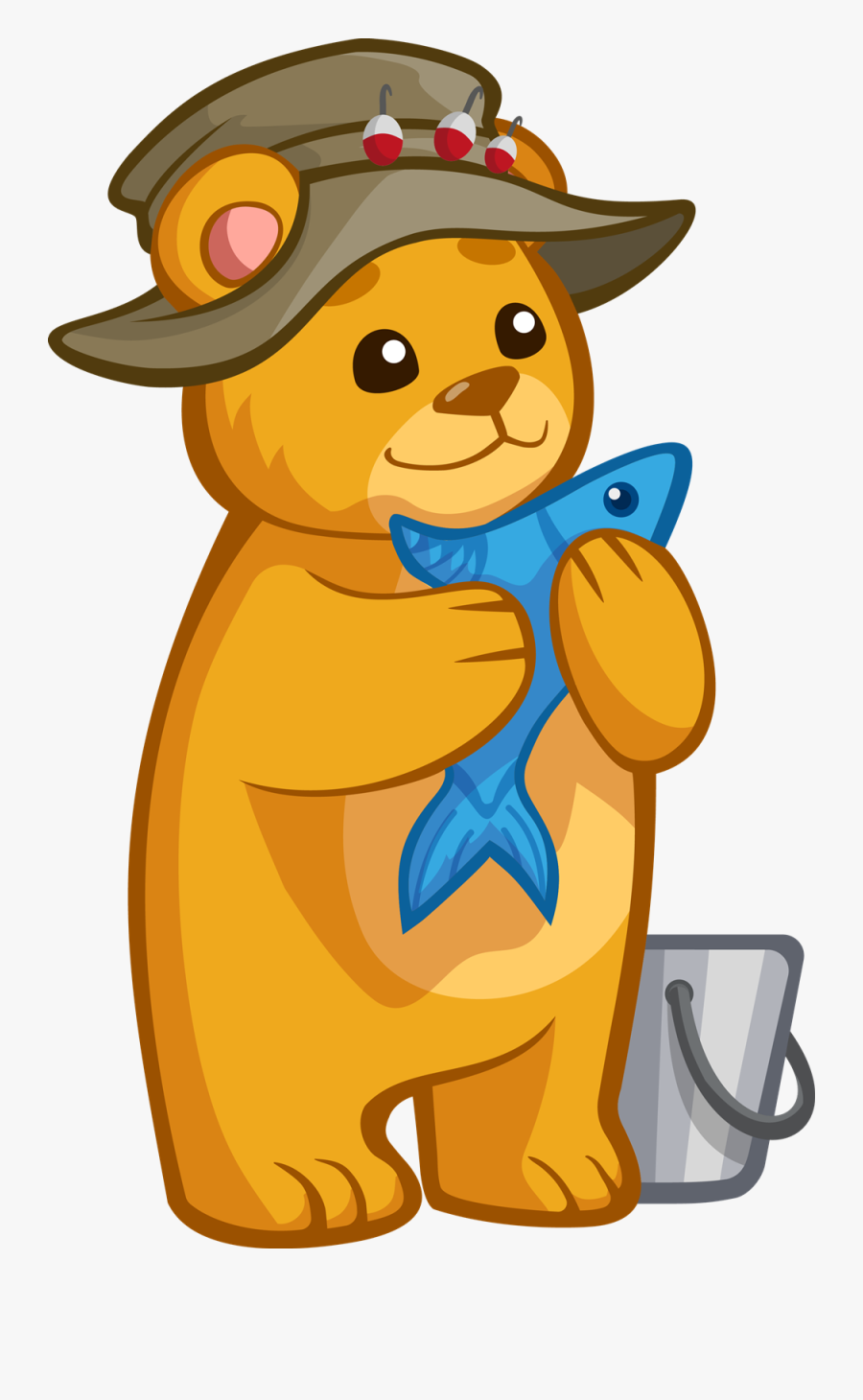 Bear Clipart With Fish - Bear With Fish Cartoon, Transparent Clipart