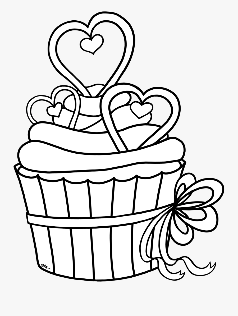 Valentine Cupcake Coloring Pages, Transparent Clipart