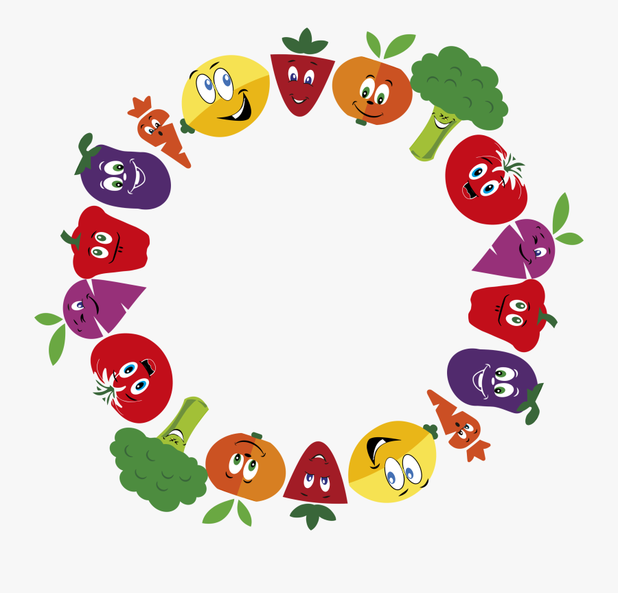 Clipart - Fruits And Vegetables Clipart Border, Transparent Clipart
