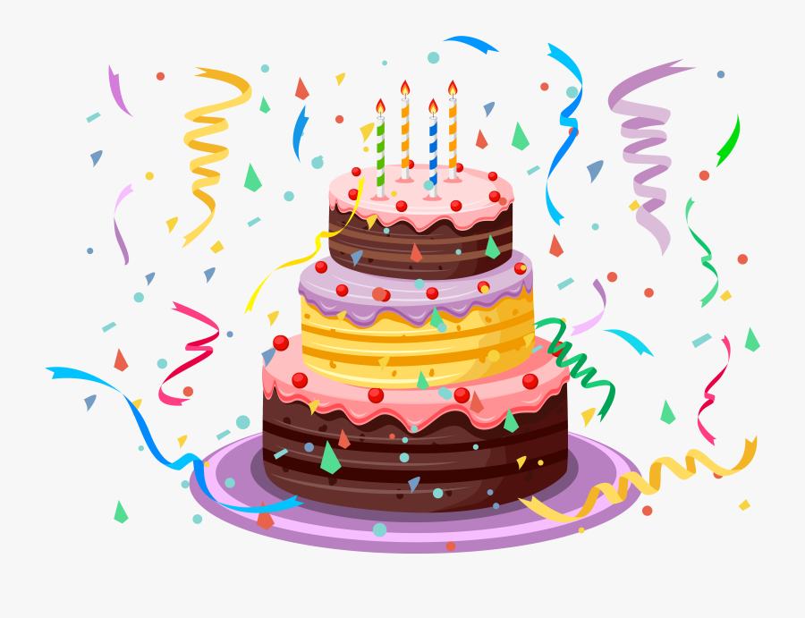 Clip Art With Confetti Png Picture - Happy Birthday Cake Clip Art Png, Transparent Clipart