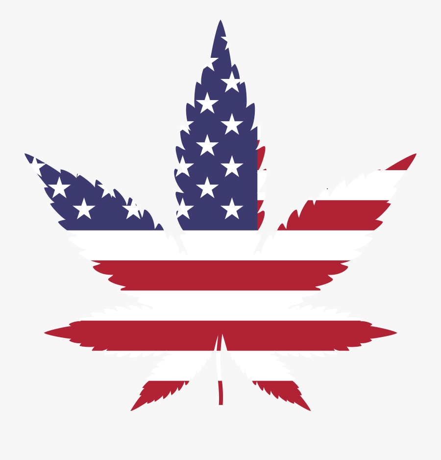Cannabis Leaf Usa Flag, Transparent Clipart