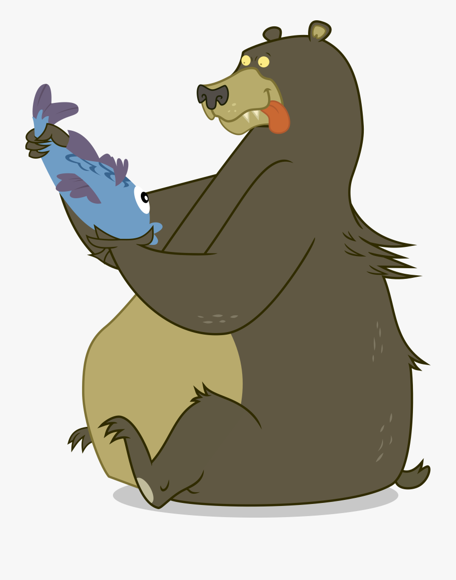 Bear Clipart Eats Fish - Bear With Fish Cartoon, Transparent Clipart