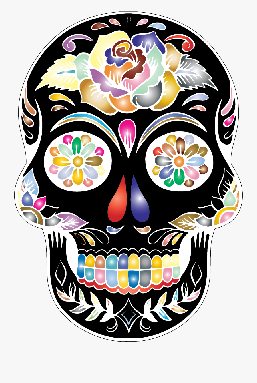 Dia De Los Muertos Skull Png - Black And White Sugar Skull, Transparent Clipart
