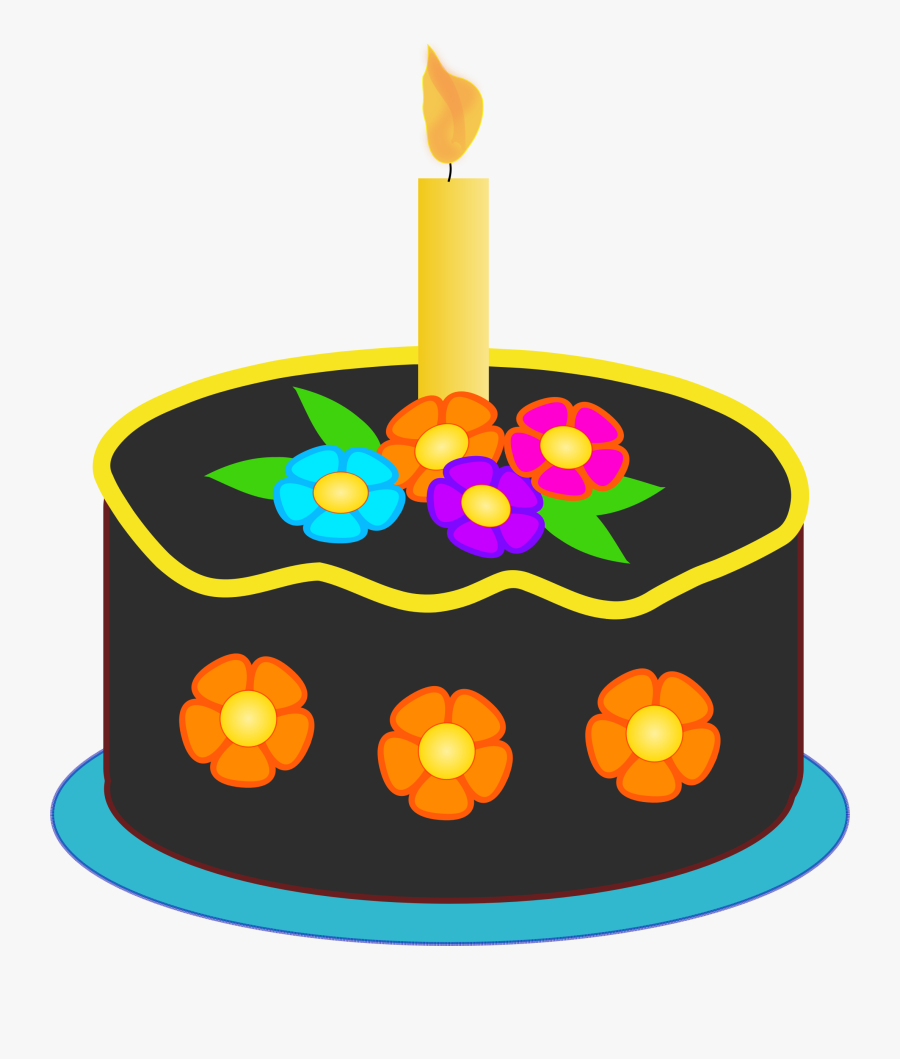 Image For Free Birthday Cake With Colorful Flowers - Cakes Clip Art , Free Transparent Clipart ...