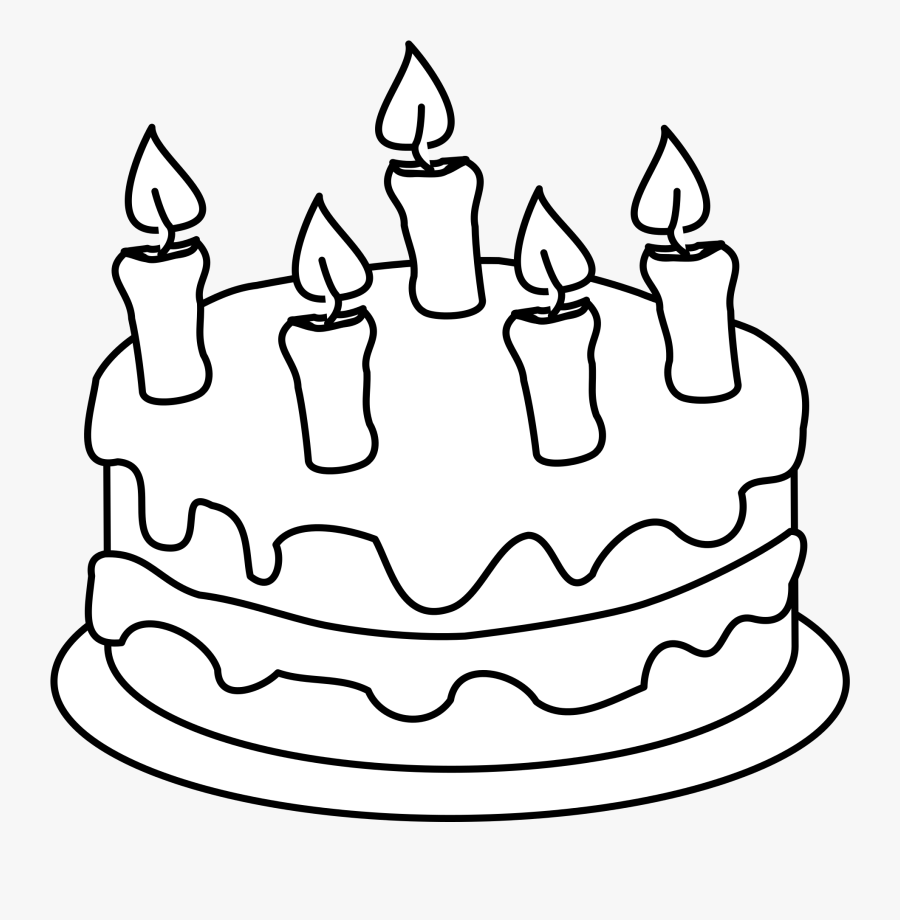 Happy Birthday Cake Clipart - Black And White Clipart Cake, Transparent Clipart