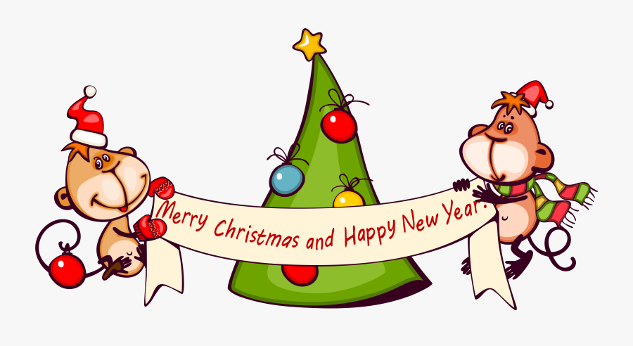 Merry Christmas With Monkeys Png Clipart Image, Transparent Clipart