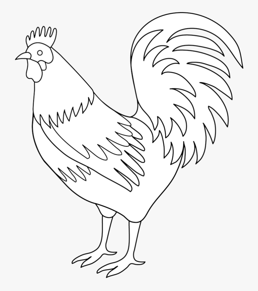 Chicken Clipart Tail Black And White Rooster Art Transparent - Clip Art Black And White Rooster, Transparent Clipart