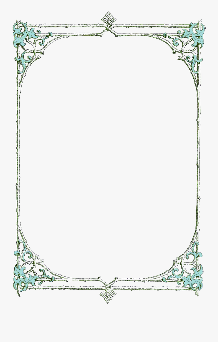 Leafy Clip Art Border From An Antique Book - Clip Art Borders, Transparent Clipart