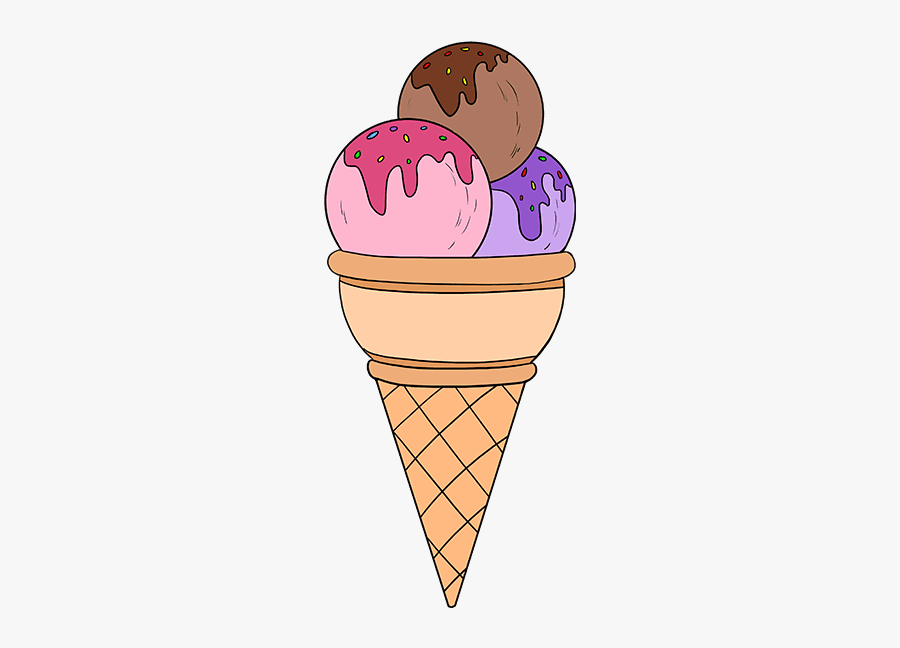 Ice Cream Cone Clipart Shape - Ice Cream Cone Cartoon Drawing, Transparent Clipart