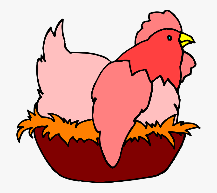 Transparent Chicken Clipart - Red Hen On A Nest, Transparent Clipart