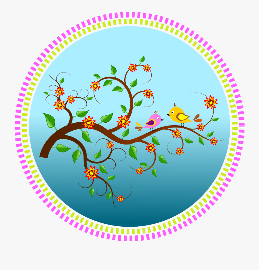 Clip Art Of Birds And Flowers Clipart On A Branch With - Newport Folk Festival Logo, Transparent Clipart