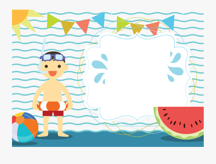 Summer Clipart Party - Swimming Pool Invitation Cards, Transparent Clipart