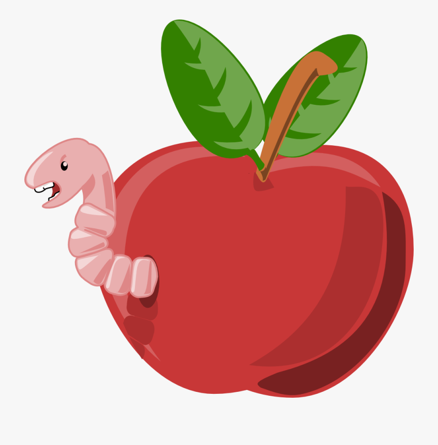 Transparent Apple Clip Art - Worm Apple Clipart Png, Transparent Clipart