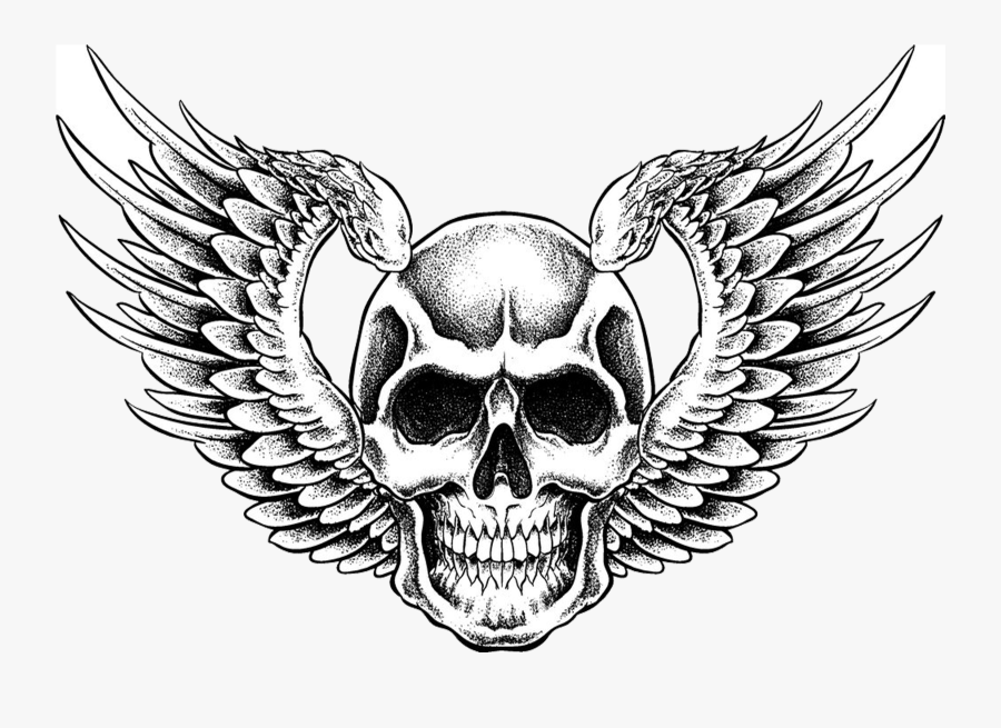 Skull Clipart Easy - Skull With Wings Vector, Transparent Clipart