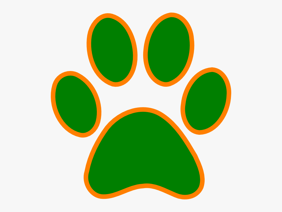 Green And Orange Paw Print, Transparent Clipart