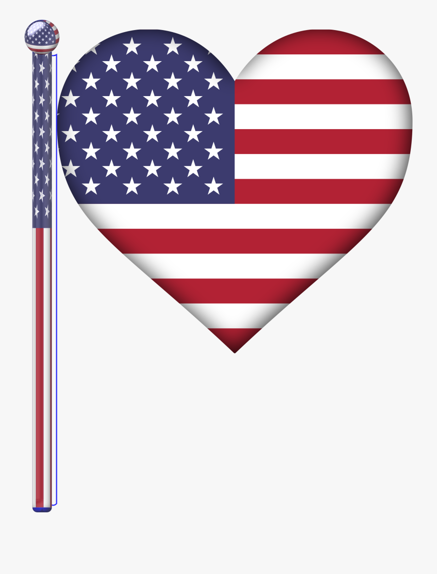 Clipart - Us Flag Heart, Transparent Clipart