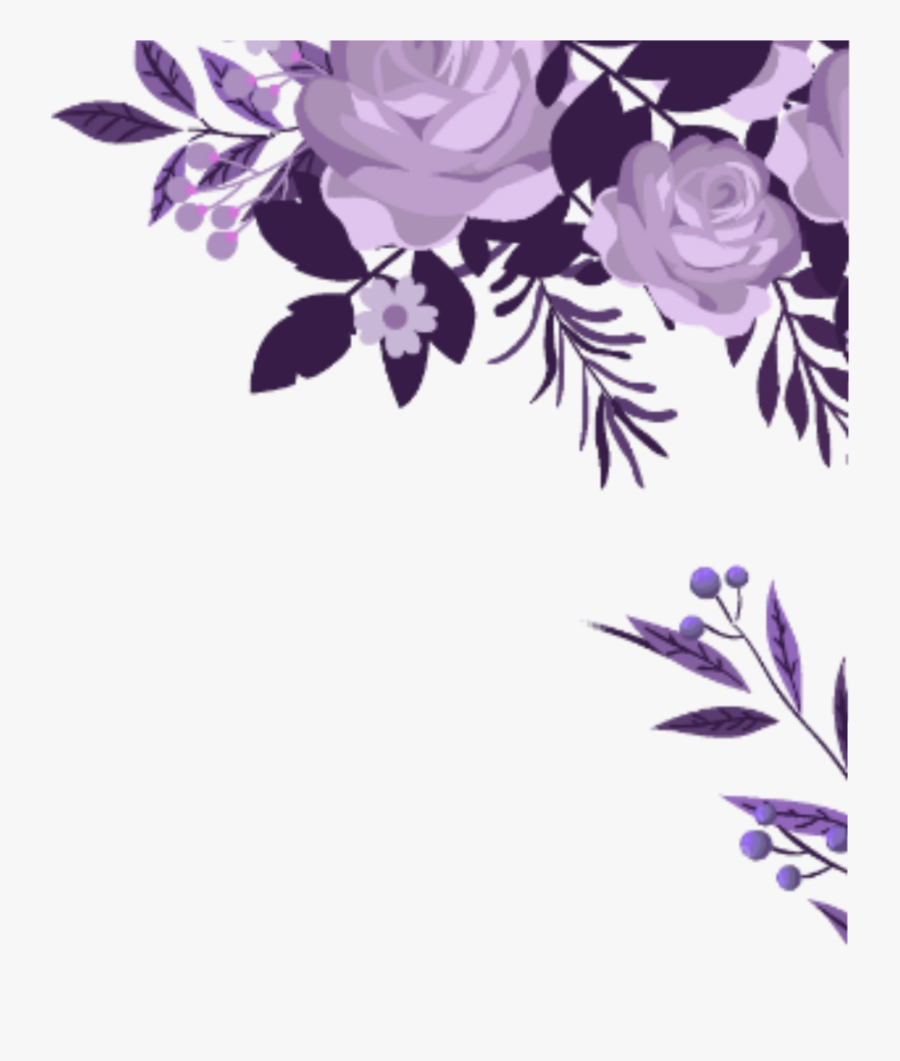 Corner Transparent Watercolor Floral - Purple Flowers Border Png, Transparent Clipart