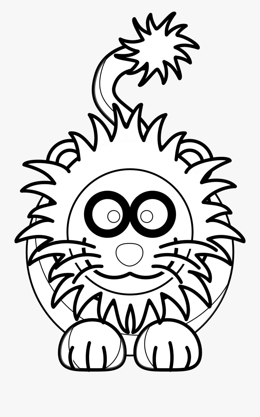 Lion Clipart Fierce - Cartoon Black And White Lion, Transparent Clipart