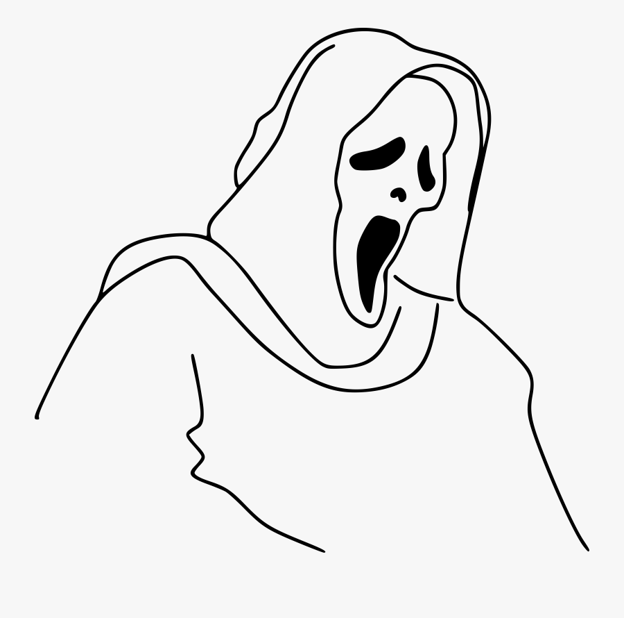 Big Ghost Clipart - Ghost Face Line Art, Transparent Clipart