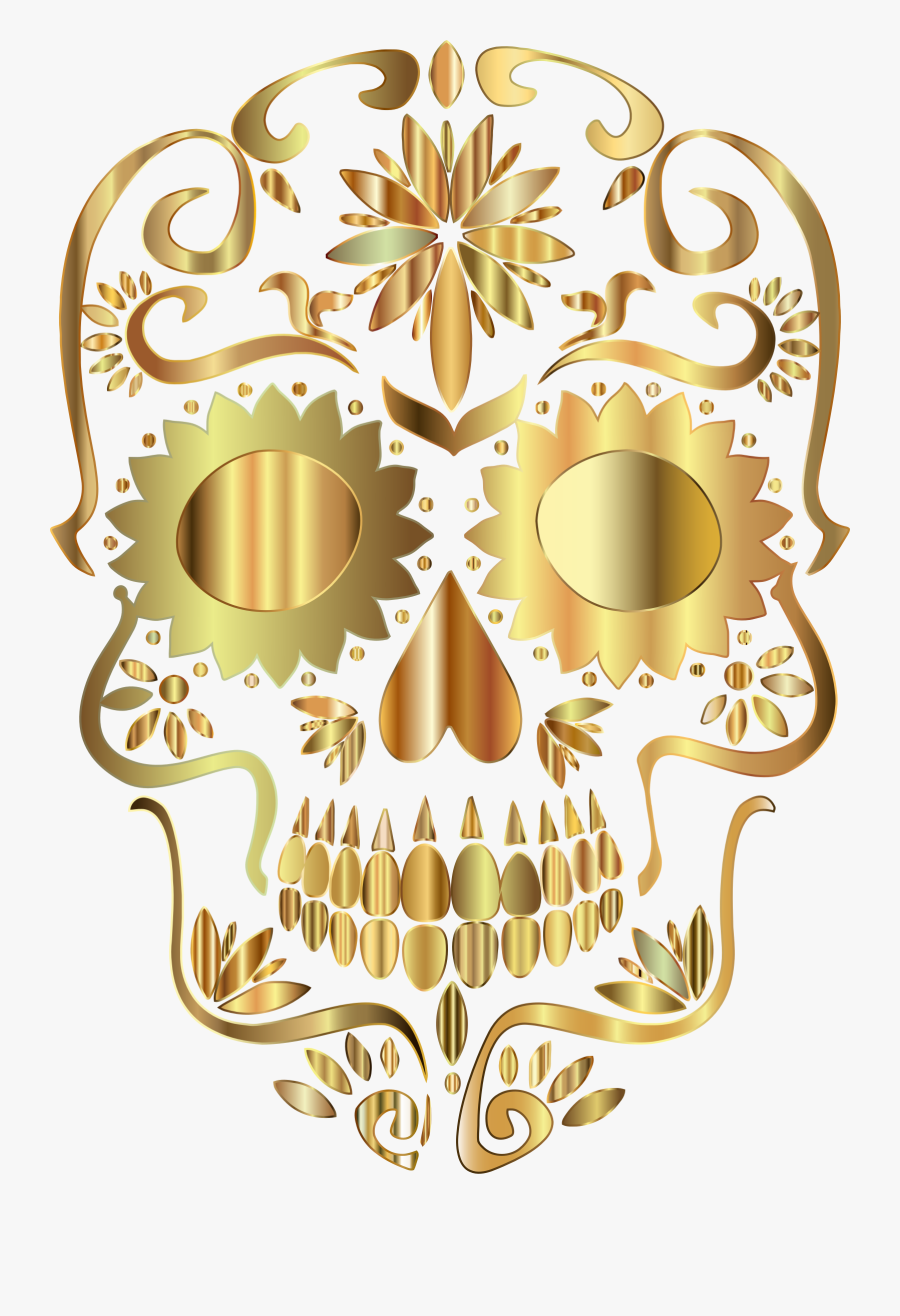 Golden Sugar Silhouette No - Gold Sugar Skull Clipart, Transparent Clipart