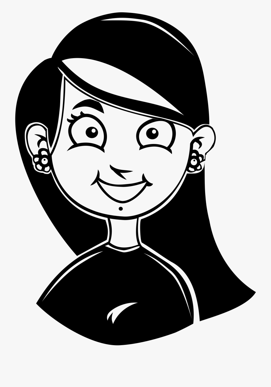 Smiling Girl Black - Pretty Black And White Clipart, Transparent Clipart