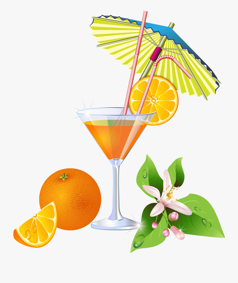 Summer Orange Cocktail Clipart Clip Art Drinks Ice - Happy Holidays Summer Vacation, Transparent Clipart