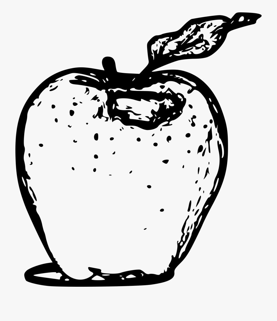 Apple Line Art - Drawing Apple Png Black And White, Transparent Clipart